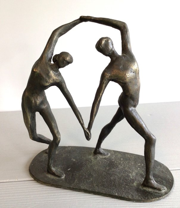 Corry Ammerlaan Artihove - Skulptur, “ Samenspel “. Zeldzaam - 17 cm - Legierung