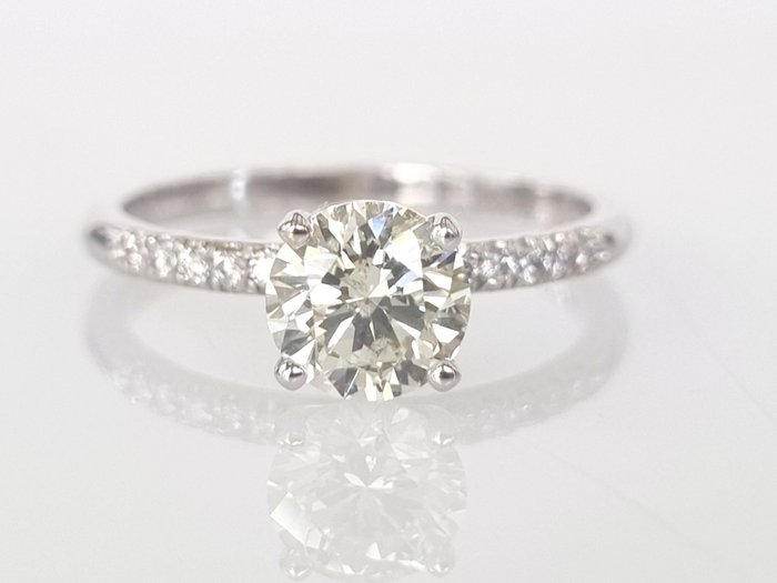 Forlovelsesring - 14 karat Hvidguld -  1.13 tw. Diamant  (Natur) - Diamant