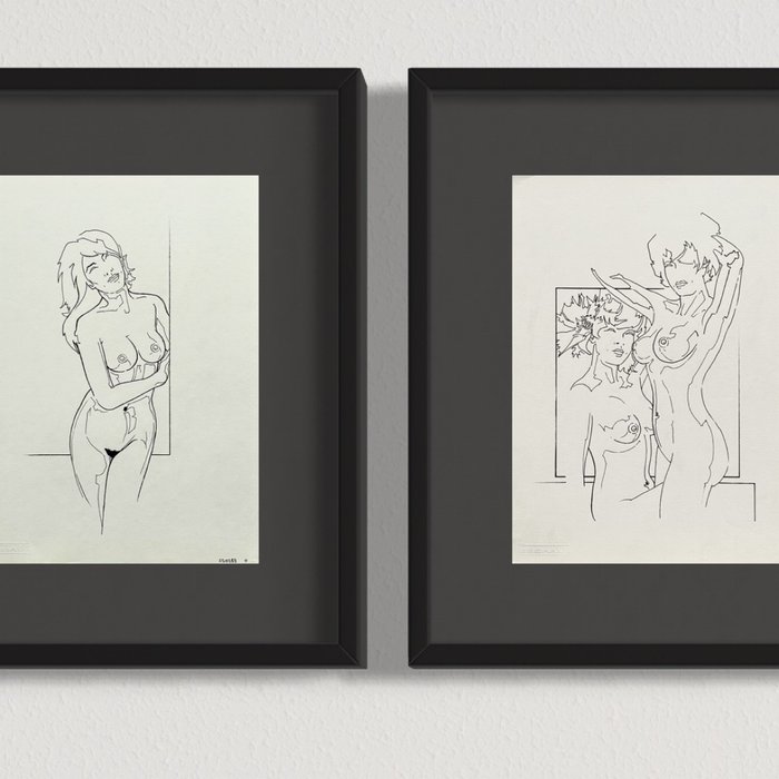 Eugène Eechaut (1928-2019) - Graphic  composition with women (2 artworks)