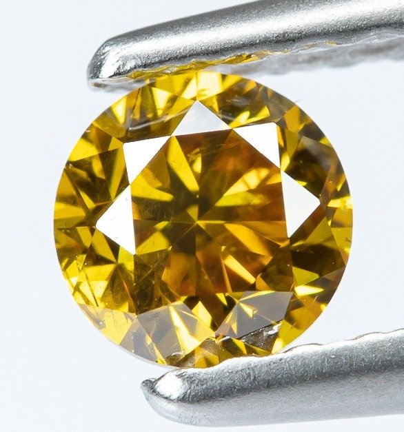 Diamond - 0.28 ct - Natural Fancy Vivid Brownish Yellow - SI2 *NO RESERVE*