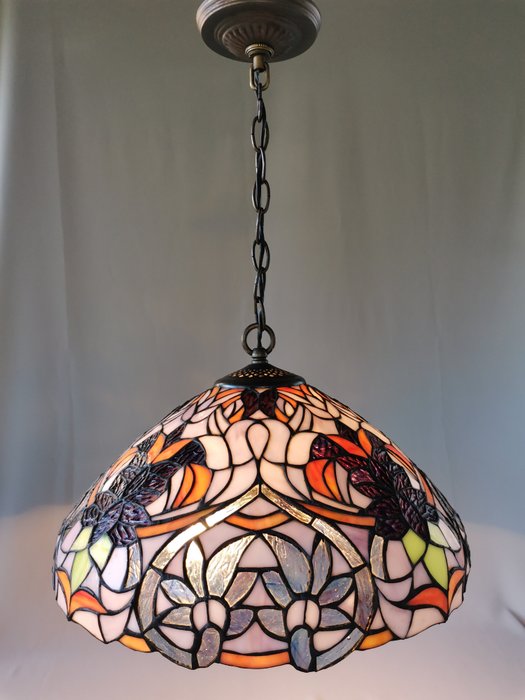 Estilo Tiffany - Loftslampe (1) - Farvet glas