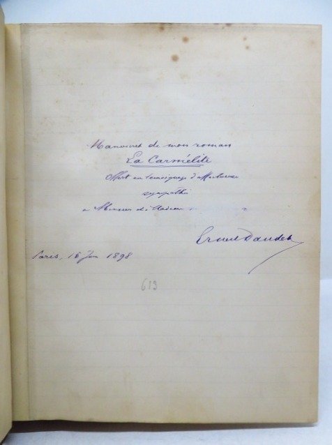Ernest Daudet - Manuscrit de La Carmélite - 1883