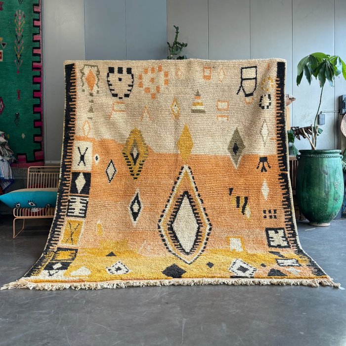 傳統橙色柏柏爾摩洛哥 Boujad 地毯 - 花毯 - 350 cm - 225 cm