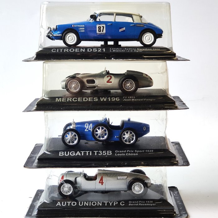 Altaya 1:43 - 4 - Voiture miniature - "100 Years of Motorsports" - Formula 1 / Rallies / Indy / Le Mans / Paris Dakar - 4 Magnifiques reproductions fiables d'une qualité exceptionnelle
