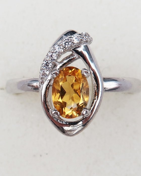 黃水晶 - 銀, Solar Faith 戒指 - 積極、自信、樂觀和快樂 - 戒指