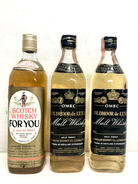 For You + 2 x Oldmoor 4 years old  - b. Lata 70. - 75cl - 3 bottles