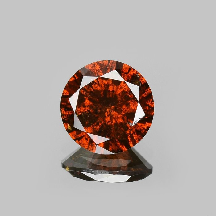 1 pcs Diamant - 0.43 ct - Rotund - [Fancy Deep Yellowish Orange] - I1
