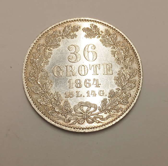 Germany, Bremen. Silbermünze 36 Grote 1864, Erhaltung