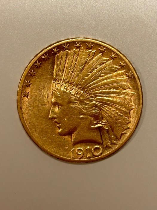 美国. Indian Head $10 Gold Eagle 1910-S