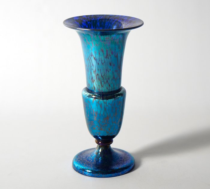 Loetz, 1900s - 花瓶 -  钴色“Papillon”——新艺术风格  - 玻璃