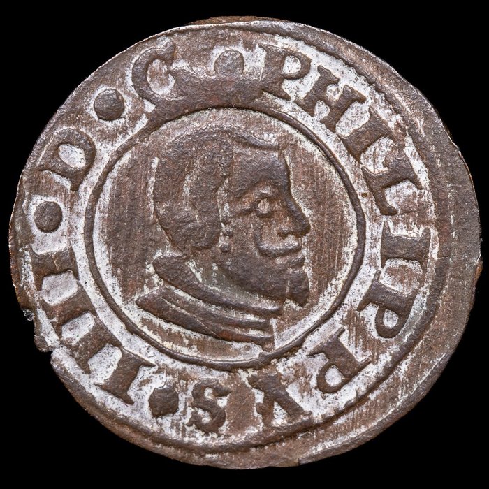 Königreich Spanien. Filippo IV. di Spagna (1621-1665). 16 Maravedís 1663 Cuenca