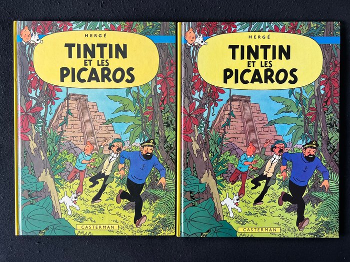 Tintin T23 - 2x Tintin et les picaros (C1) - 2x C - 2 Album - Erstausgabe - 1976