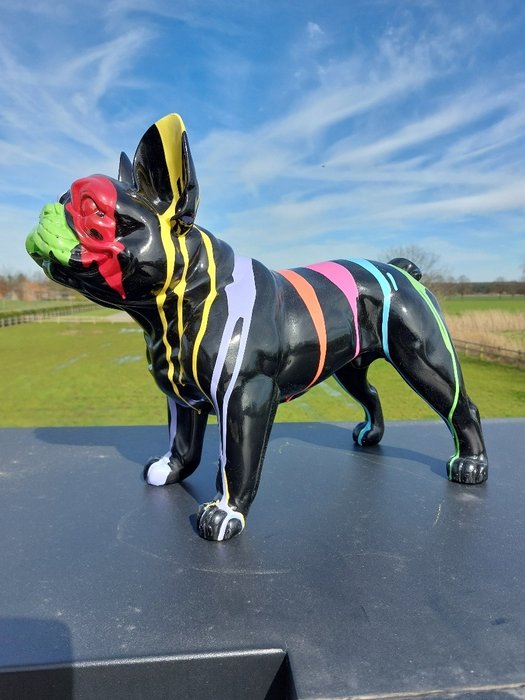 Szobor, French bulldog artistically finished (handmade) - 36 cm - polirezin