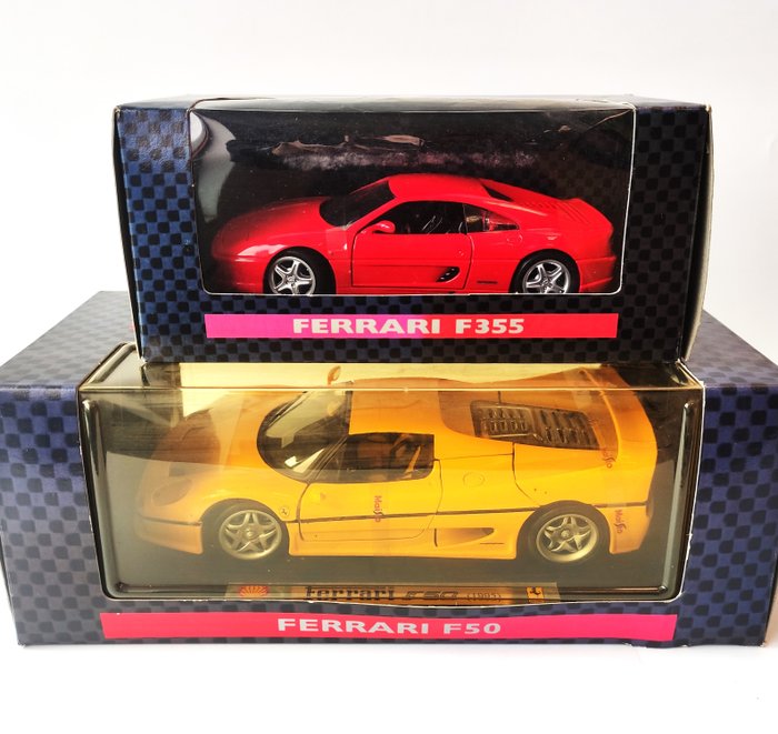 Maisto 1/18; 1/24 - 2 - Miniatura de carro desportivo - Collezione - Ferrari F50 1995 (1/18) + Ferrari F355 (1/24)