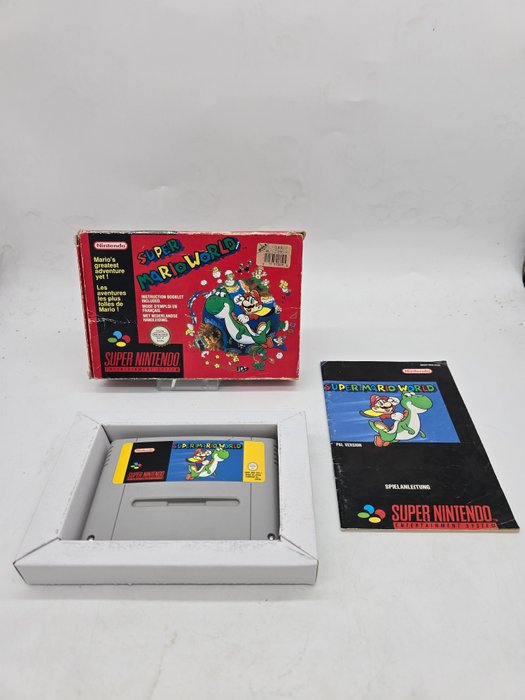Extremely Rare Super Nintendo SNES Super Mario World First edition FAH NOE EDITION with black - RARE RED BOX - 電動遊戲 - 帶原裝盒