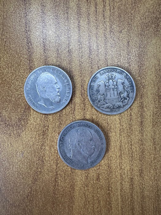 Deutschland, Reich. 2 Mark 1876/1876/1876, 3 monete