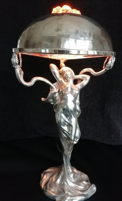 Claude Bonnefond - Lampă de podea - Placat cu argint, Vase cositorite/Staniu