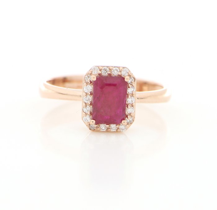Senza Prezzo di Riserva Anello - Oro rosa, NEW  1.00ct. Smeraldo Rubino - Diamante 