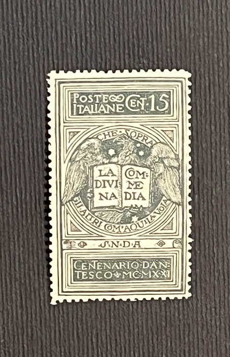 Italian kuningaskunta 1921 - 15 senttiä. Dante Alighieri - käyttämätön - 6. satavuotisjuhla - Sassone IT 116A