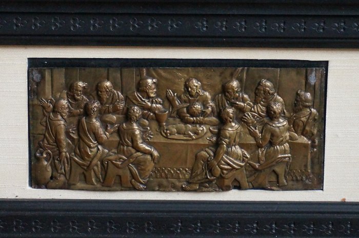 Reliëf, Last Supper, second half of the 17th century - 6.5 cm - Brons
