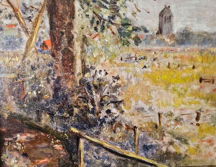 F.C.H. Barones Van der Feltz (1892-1938) Attrib.to - Impressionistisch schilderij " Gezicht op Balk  vanaf het landgoed Huis Rijs"