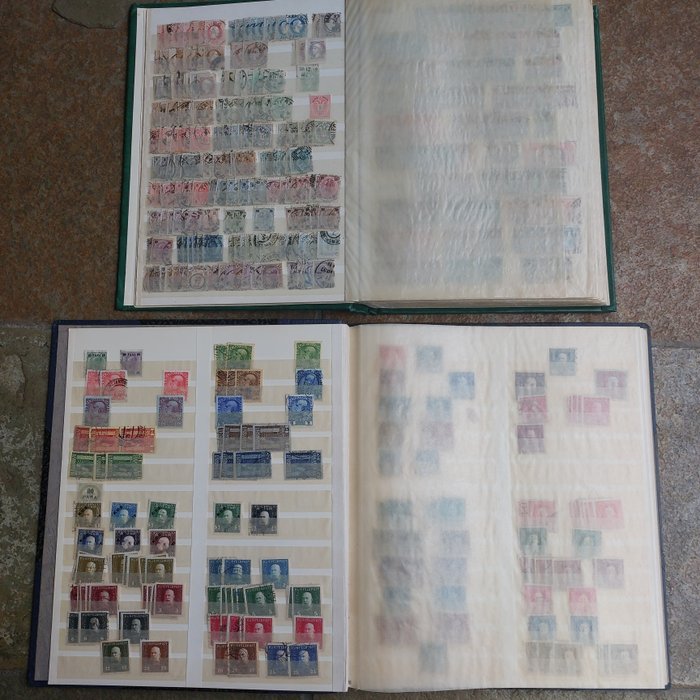 奧地利 1850/1948 - 收藏/倉庫郵件郵票/郵票和 2 本舊庫存簿中的區域。