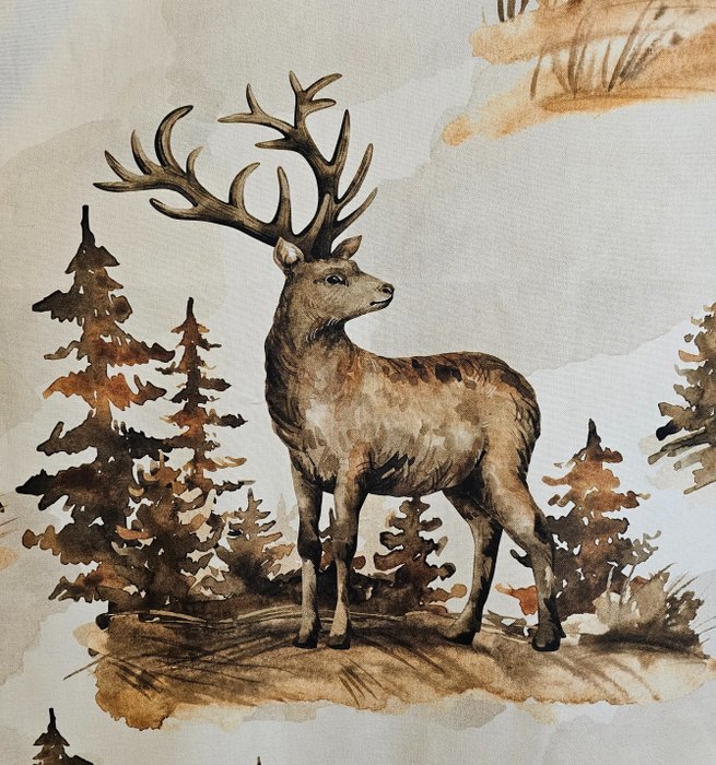 鹿和森林動物狩獵風格的獨家面料 - 300x280cm - Artmaison Paint Design - 紡織品 - 280 cm - 0.02 cm