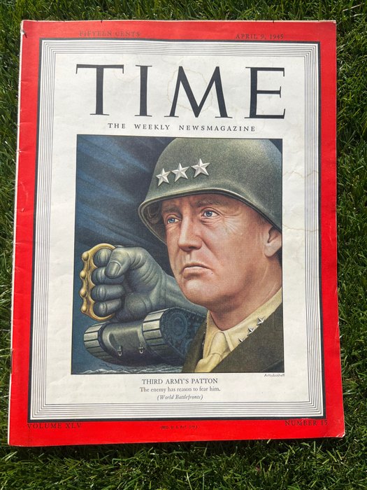 Verenigde Staten van Amerika - WW2 Time magazine with General Patton cover - Collapse of Germany's western / eastern front - upcoming surrender - 9 April - 1945