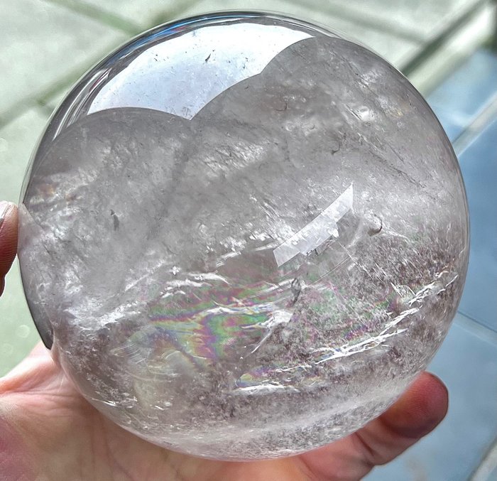 Sferă mare de cristal de rocă AAA de bună calitate Cristal - Înălțime: 11.05 cm - Lățime: 11.05 cm- 1840 g