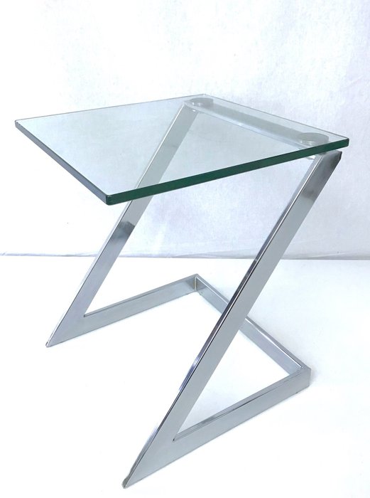 Gebra - Side table - Z - Chrome plating, Glass, Steel