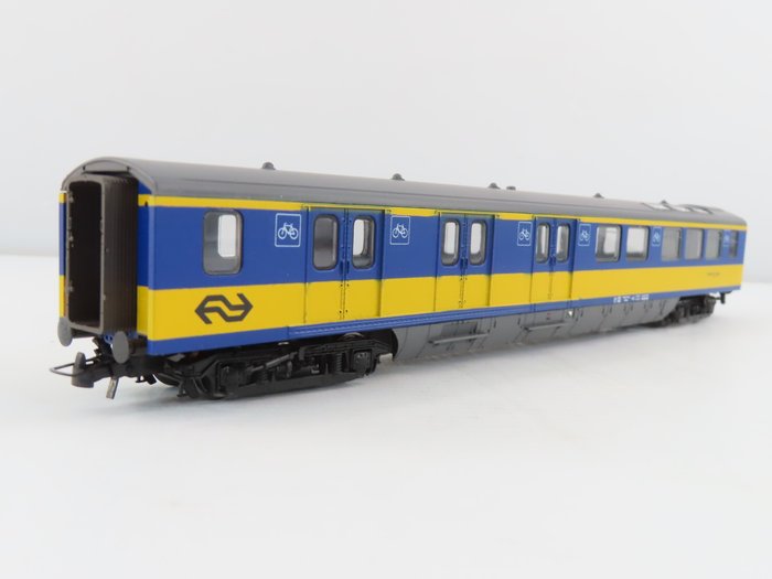 Artitec H0 - 20.157.09 - Vagón de tren de pasajeros a escala (1) - Carro para bicicletas Plan E, azul/amarillo - NS