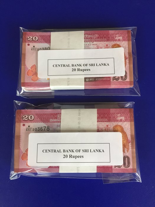 Sri Lanka. - 200 x 20 rupees 2021 - Original Bundles - Pick NEW