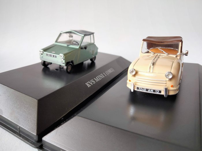 Microcar Collection/IXO 1:43 - 2 - Modell liten stadsbil - De Rovin D4 (1953) + KVS Mini 1 (1982)