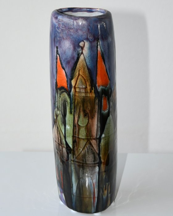 Elio Schiavon - 花瓶  - 陶瓷, 玻璃 - 天际线屋顶