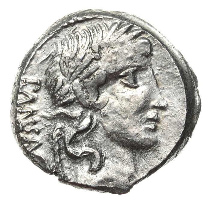 Romerska republiken. C. Vibius C. f. Pansa, c. 90 BC. Denarius (Minerva in Quadriga). Rome mint 90 BC. / Crawford 342/5b