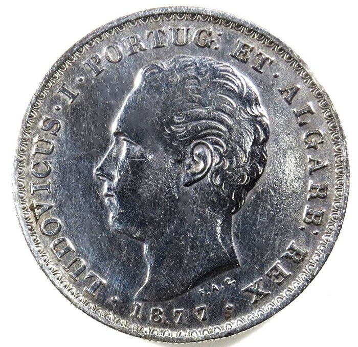 Portugalia. D. Luís I (1861-1889). 500 Reis - 1877 - Rara