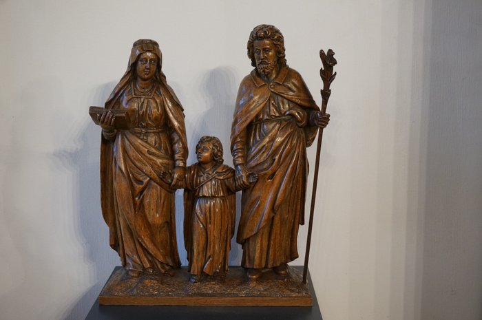 sculptuur, Holy Family, 17th century - 52 cm - Hout