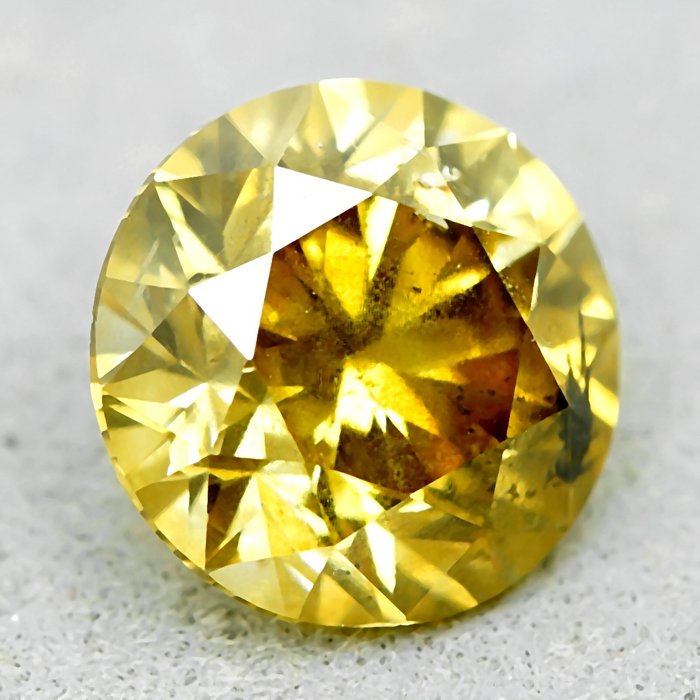 Gyémánt - 0.91 ct - Briliáns - Natural Fancy Intense Orangy Yellow - I1