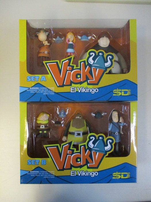 SD Toys - Figur - Wickie - Vicky El Vikingo, The Viking Set A + B Complete -  (2) - Plast