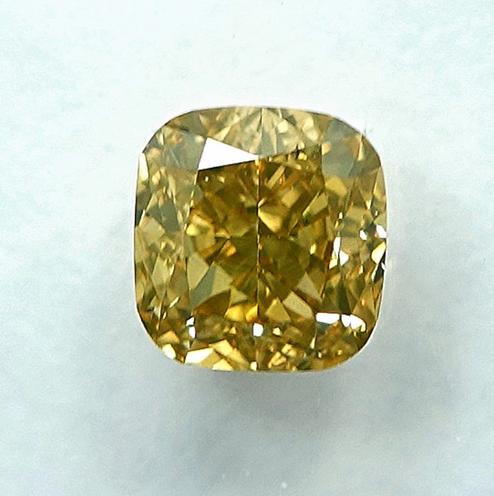 Diamante - 0.50 ct - Cuscino - Natural Fancy Greenish Yellow - VS2