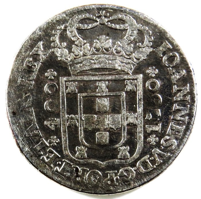 Portugal. D. João V (1706-1750). Cruzado Novo (480 Reis) - 1750 - Coroa Alta  - Escassa  (Ingen reservasjonspris)