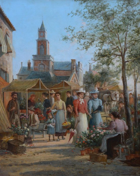 William Raymond Dommersen (1850-1927) - Bloemenmarkt