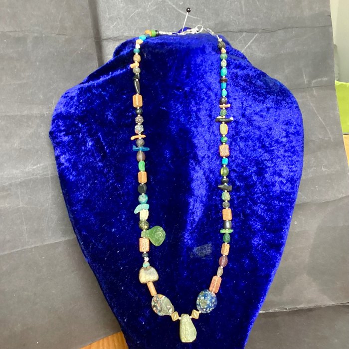 Romain antique Intercalaires en verre et couleur or Perles de verre romaines - collier