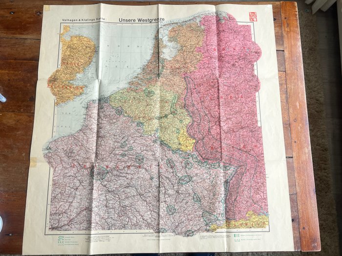 Mapa detalhado da 2ª Guerra Mundial da Frente Ocidental Alemã - Campos Minados - Linha Maginot, Mapa - Westwall - Bunkers - Linha Siegfried - Fall Gelb - Holanda, Bélgica, França, Inglaterra - maio de - 1940