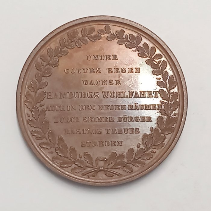 Germania, Hamburg. Bronzemedaille 1841, auf die neue Börse,