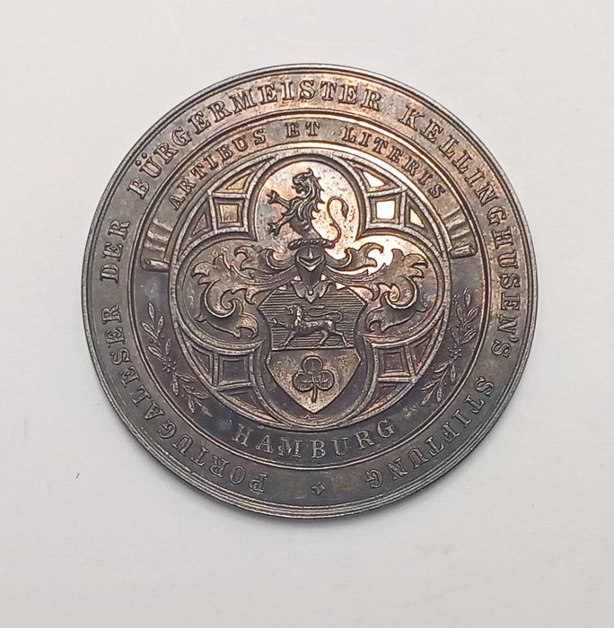 Niemcy, Hamburg. Silbermedaille Hamburg, 1877, Heinrich Kellinghusen, Bürgermeister