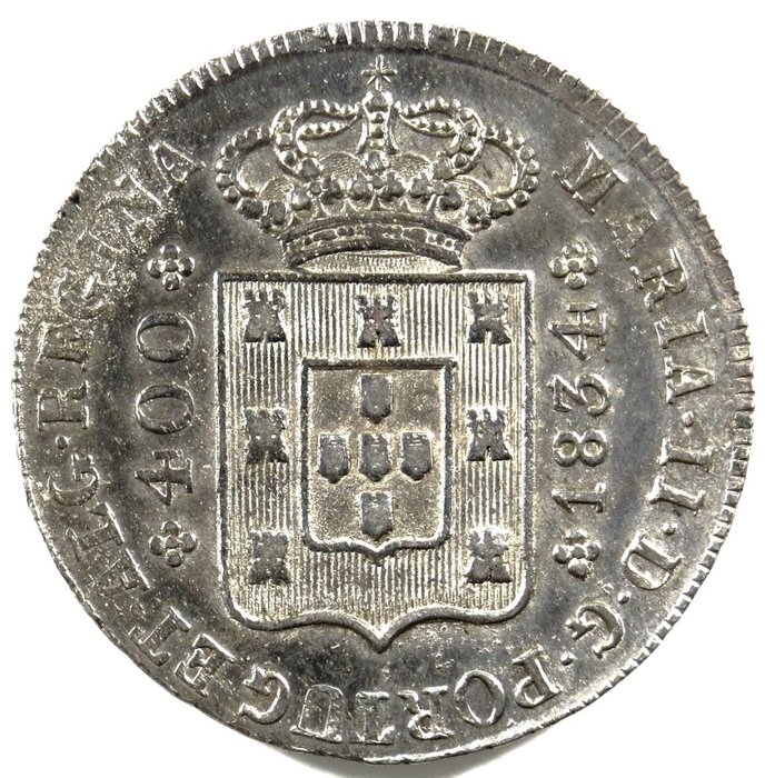 葡萄牙. D.玛丽亚二世 （1834-1853）. Cruzado Novo (480 Reis) - 1834 - Rara