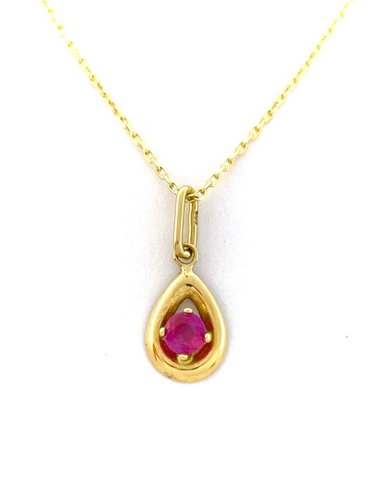 No Reserve Price Necklace with pendant - Yellow gold Ruby 