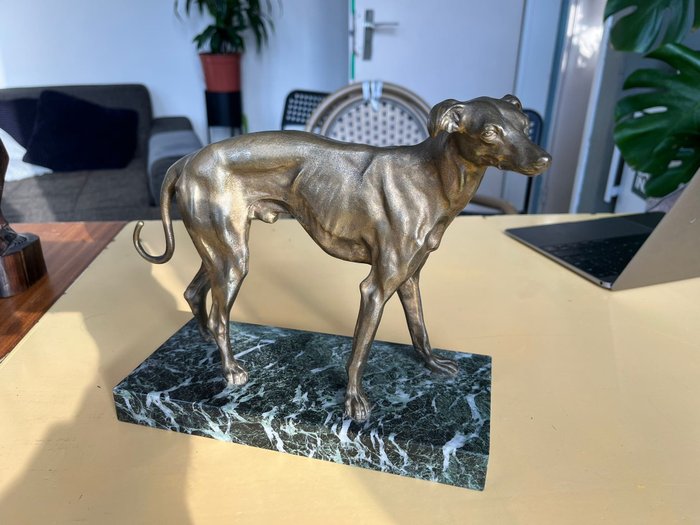 Γλυπτό, statue of a dog (Greyhound) - 23 cm - Μπρούντζος
