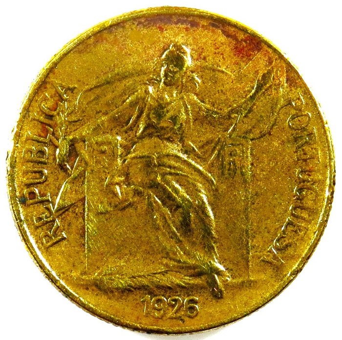 Portugal. Republic. 1 Escudo - 1926 - Bronze/Alumínio - Rara